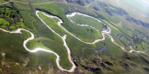 Bird's eye view of the Milk River heading into the Bitter Creek Wilderness Area. 